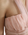 Dolce & Gabbana Pink Silk Chiffon Halter A-line Pleated Midi Dress