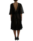 Dolce & Gabbana Black Floral Lace Sheer A-line Midi Dress
