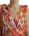 Dolce & Gabbana Multicolor Sunflower Print Silk Midi Dress