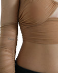 Dolce & Gabbana Brown Nylon Stretch Open Shoulder Cropped Top