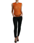 Dolce & Gabbana Orange See Through Crew Neck Blouse Tank Top