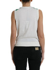 Dolce & Gabbana White Banana Leaf Print Crew Neck Tank Top