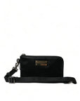Dolce & Gabbana Black Nylon Logo Plaque Keyring Pouch Clutch Bag
