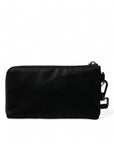 Dolce & Gabbana Black Nylon Logo Plaque Keyring Pouch Clutch Bag