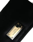 Dolce & Gabbana Black Nylon Logo Plaque Keyring Pouch Clutch Bag