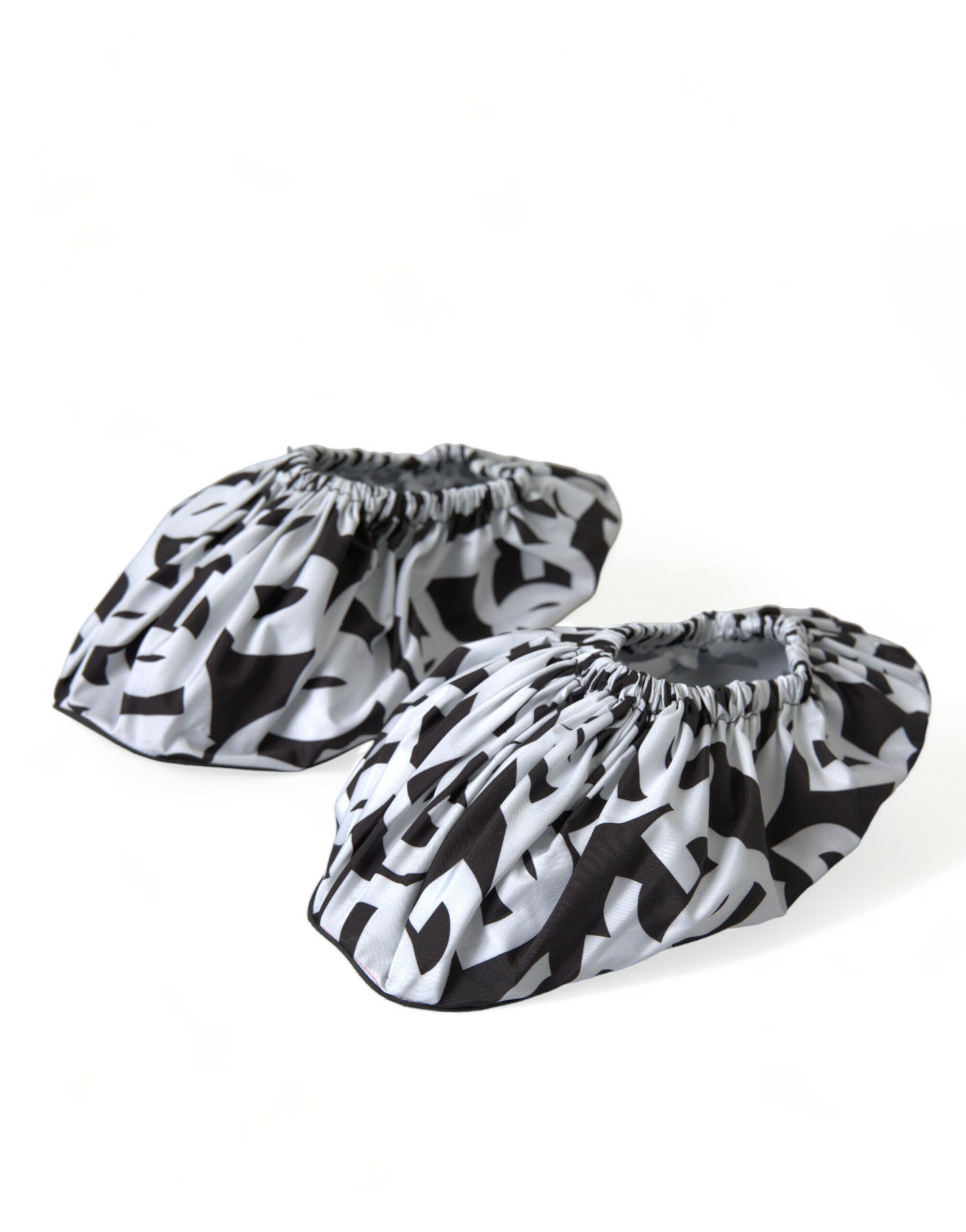 Dolce &amp; Gabbana White Logo Print Nylon Slip On Flats Shoes