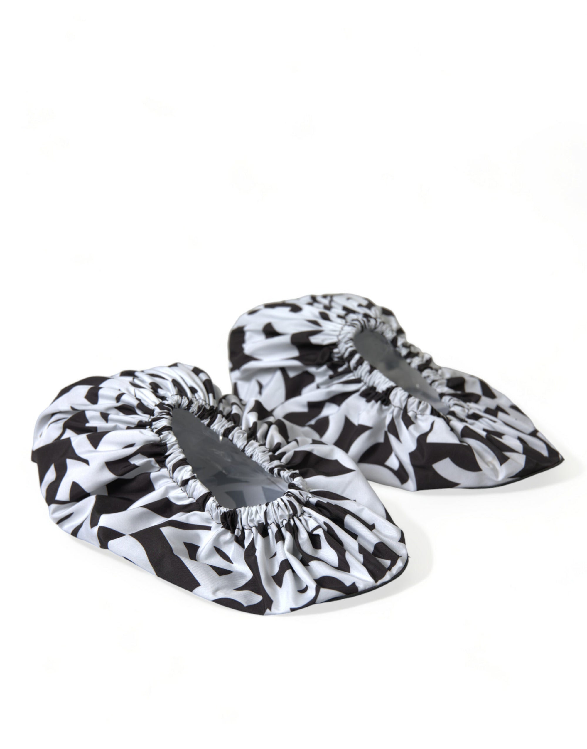Dolce &amp; Gabbana White Logo Print Nylon Slip On Flats Shoes