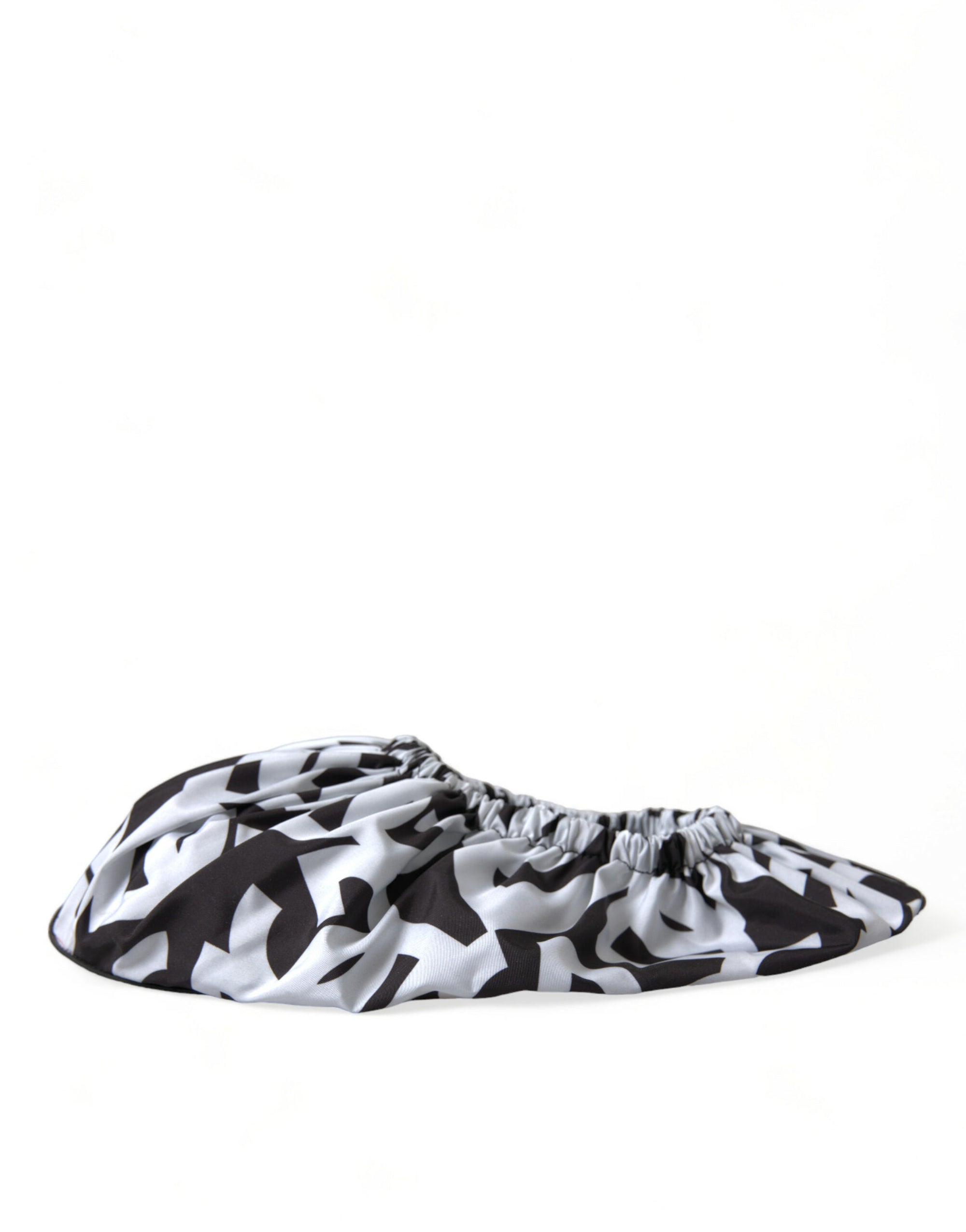 Dolce &amp; Gabbana White Logo Print Nylon Slip On Flats Shoes