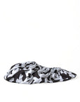 Dolce & Gabbana White Logo Print Nylon Slip On Flats Shoes