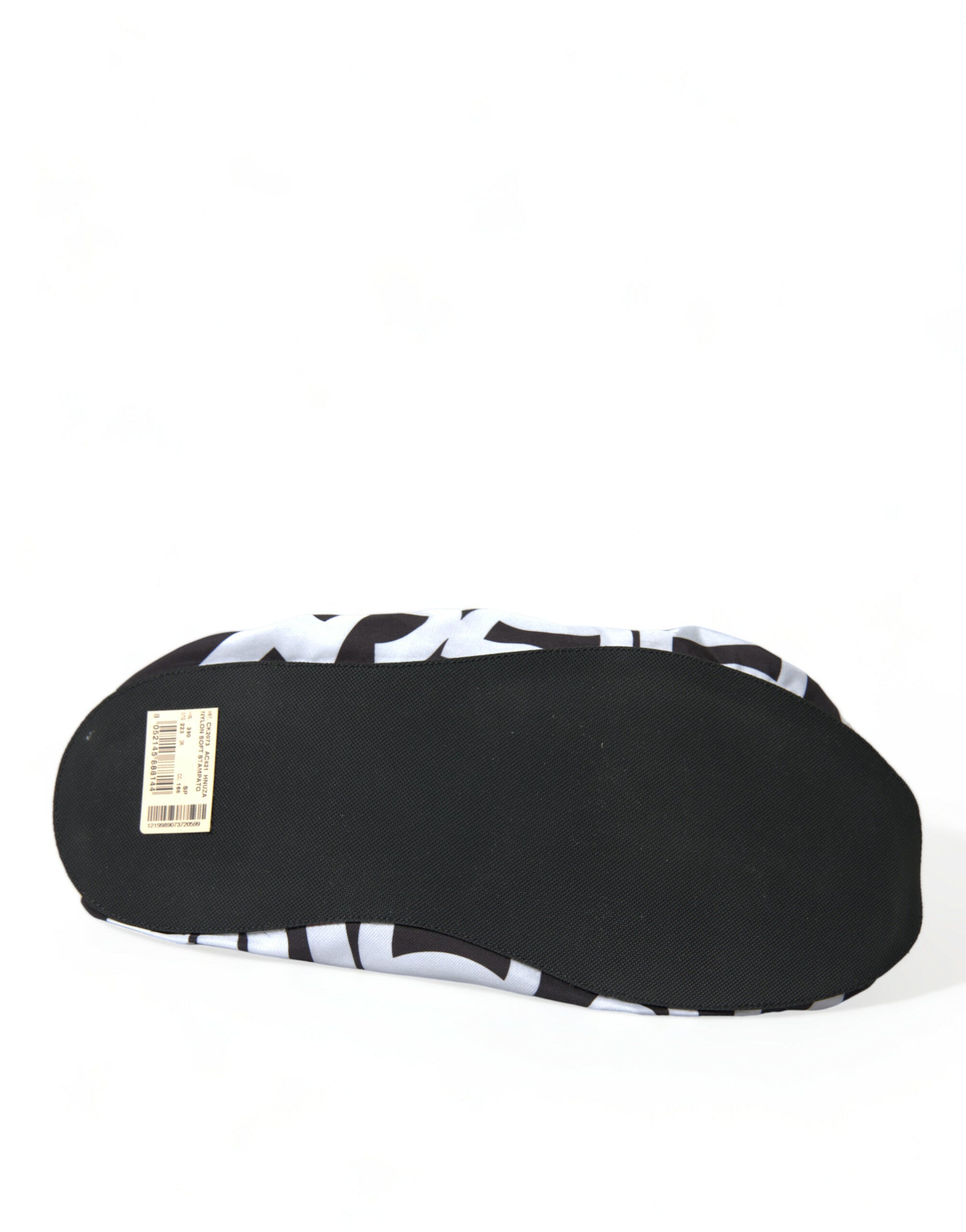 Dolce &amp; Gabbana White Logo Print Nylon Slip On Flats Shoes