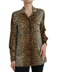 Dolce & Gabbana Brown Leopard Print Long Sleeves Blouse Top