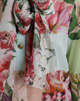 Dolce & Gabbana Multicolor Floral Patchwork Ascot Collar Top