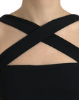 Dolce & Gabbana Black Sheath Halter Sleeveless Midi Dress
