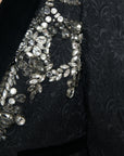 Dolce & Gabbana Black Crystal Embellished Overcoat Jacket