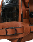 Balenciaga Black Brown Exotic Skin Leather Vertical Crossbody Purse Bag