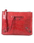 Balenciaga Red Exotic Skin Leather Classic Pouch Purse Wristlet Bag