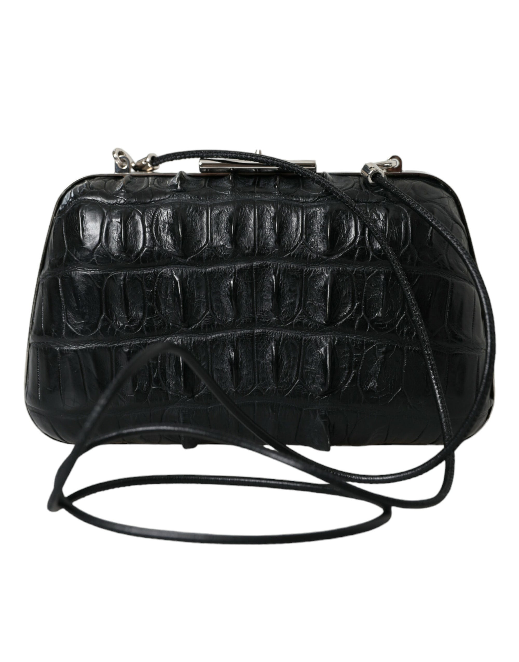 Balenciaga Black Exotic Skin Leather Shoulder Crossbody Box Clutch Bag