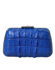 Balenciaga Blue Exotic Skin Leather Shoulder Crossbody Box Clutch Bag