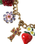 Dolce & Gabbana Gold Chain Rose Cross Strawberry Star Pendant Necklace
