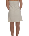 Dolce & Gabbana White Wool Stretch Brooch Shift Dress