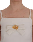 Dolce & Gabbana White Wool Stretch Brooch Shift Dress
