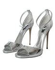 Dolce & Gabbana Silver KEIRA Leather Heels Sandals Shoes