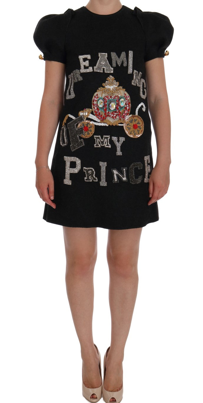 Dolce &amp; Gabbana Gray Crystal "Dreaming of My Prince" Dress