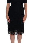 Dolce & Gabbana Black Floral Ricamo Sheath Dress