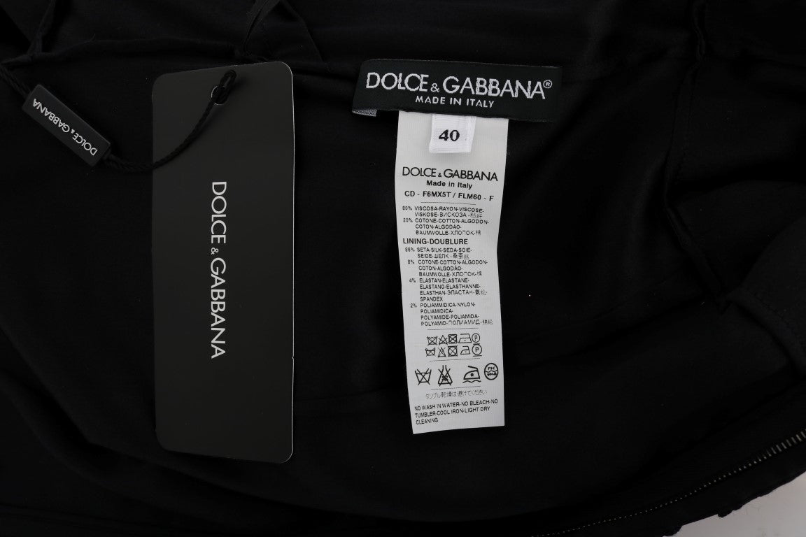 Dolce &amp; Gabbana Black Floral Ricamo Sheath Dress