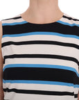 Dolce & Gabbana Blue White Striped Silk Stretch Shift Dress
