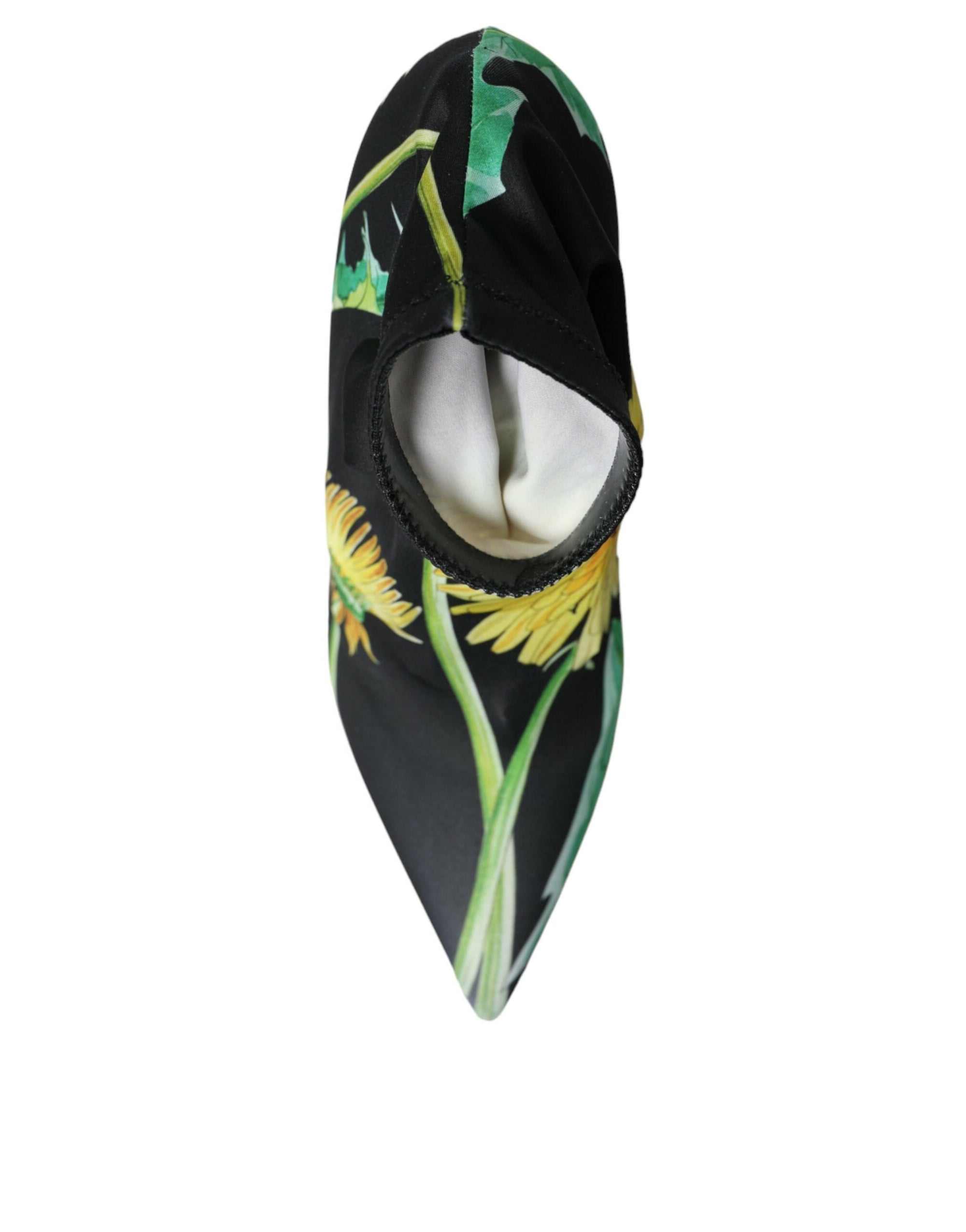 Dolce &amp; Gabbana Black Floral Jersey Stretch Ankle Boots Shoes