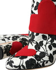 Dolce & Gabbana White Floral Hearts Leather High Boots Shoes