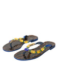 Dolce & Gabbana Blue Crystal Calf Leather Beachwear Shoes