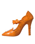 Dolce & Gabbana Orange CINDERELLA Floral Crystal Pumps Shoes