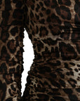 Dolce & Gabbana Brown Leopard Print Bodycon V-neck Midi Dress