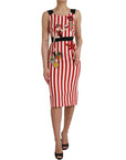 Dolce & Gabbana Red White Floral Sleeveless Sheath Midi Dress