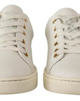 Dolce & Gabbana White Leather Gold Red Heart Sneakers Shoes