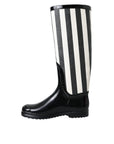 Dolce & Gabbana Black Rubber Knee High Flat Boots Shoes