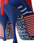 Dolce & Gabbana Red Blue Stretch Sock Style Short Boots Logo Shoes
