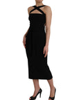 Dolce & Gabbana Black Sheath Halter Sleeveless Midi Dress