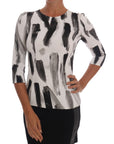 Dolce & Gabbana White Black Striped Printed Blouse Top