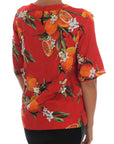 Dolce & Gabbana Orange Print Crystal-Embellished Blouse
