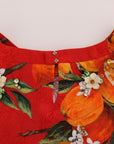 Dolce & Gabbana Orange Print Crystal-Embellished Blouse