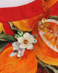 Dolce & Gabbana Orange Print Crystal-Embellished Blouse