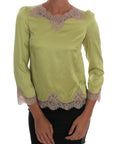 Dolce & Gabbana Green Silk Stretch Blouse Top