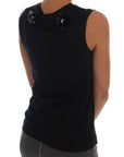 Dolce & Gabbana Black Cotton Floral Crystal Tank Top