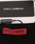 Dolce & Gabbana Black Cotton Floral Crystal Tank Top