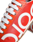 Dolce & Gabbana Red White Leather Logo Casual Sneakers Shoes