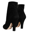 Dolce & Gabbana Black Suede Leather Mid Calf Boots Shoes