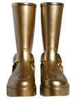Dolce & Gabbana Metallic Gold Rubber PVC Rain Boots Shoes